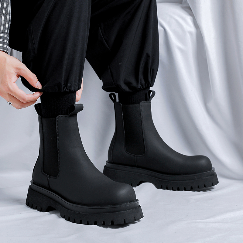 2026プラットフォームブラックハイカットブーツ メンズ ハ - Leather Work Flats のレビューと価格