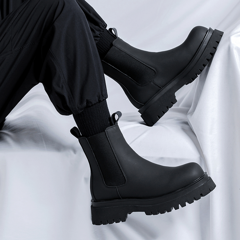 2026プラットフォームブラックハイカットブーツ メンズ ハ - Leather Work Flats のレビューと価格