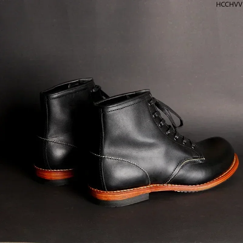 男性用の手作り本革アンクルブーツ,ヴィンテージ,カジュアル, - Leather Work Flats のレビューと価格