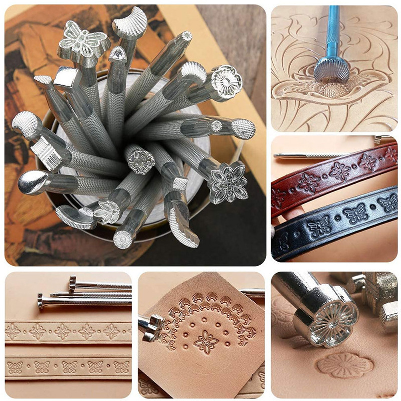職人技DIY革工具革彫刻印刷工具20点セット印刷パンチング革 - Leatherwork Roller のレビューと価格