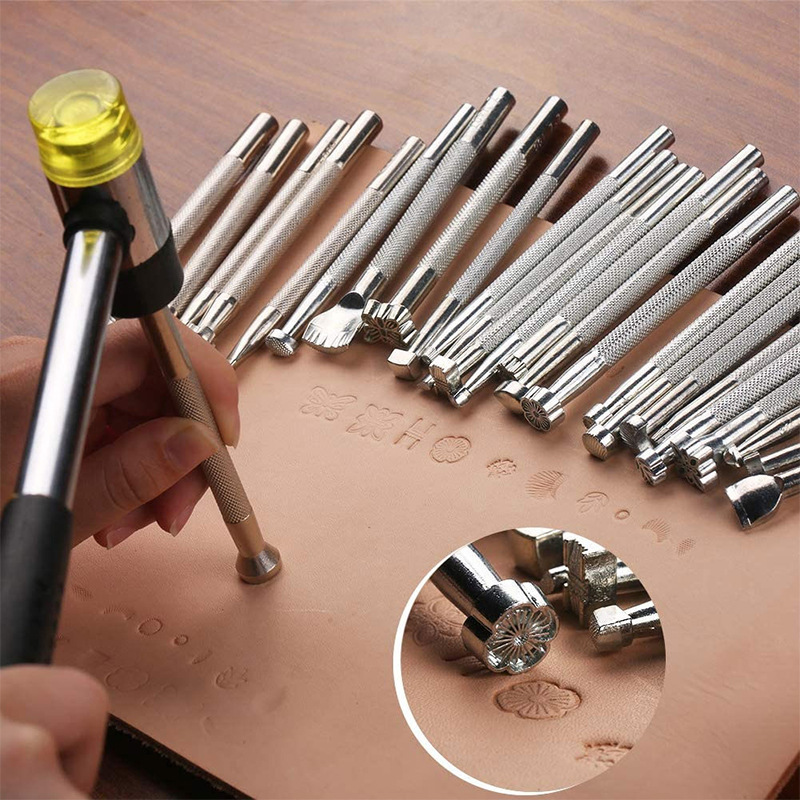 職人技DIY革工具革彫刻印刷工具20点セット印刷パンチング革 - Leatherwork Roller のレビューと価格
