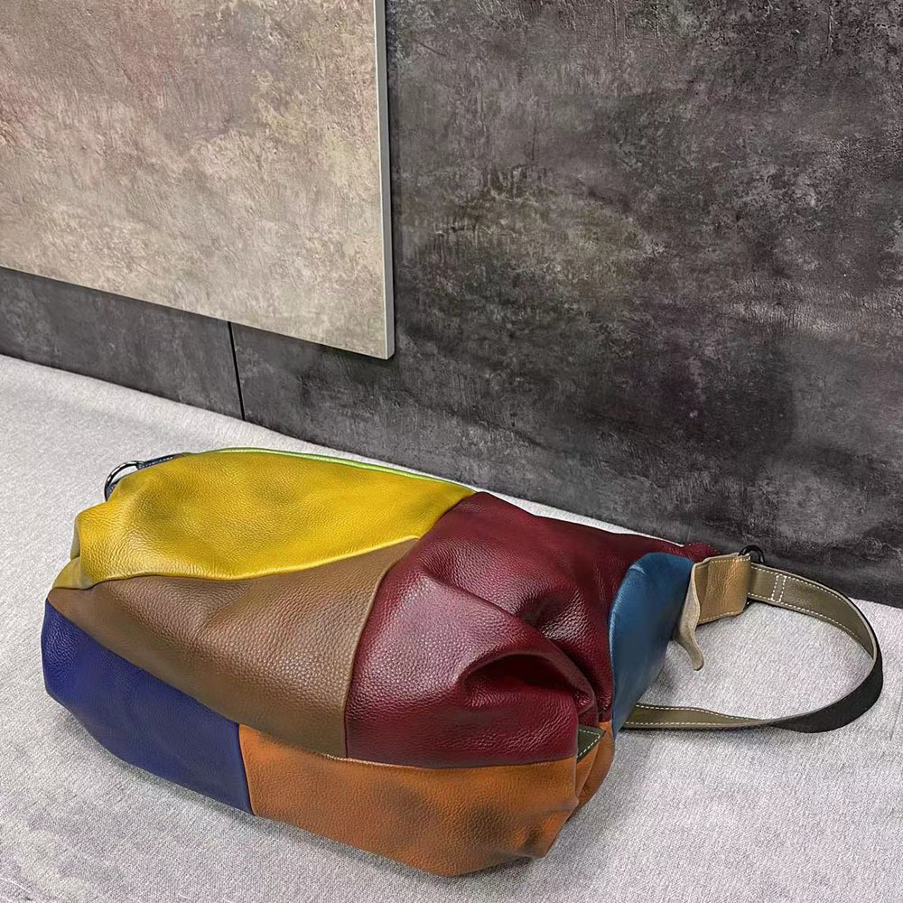女性のための特大の本革のパッチワークバッグ,ホボタ,ショルダ - Leather Work Laptop Bag のレビューと価格