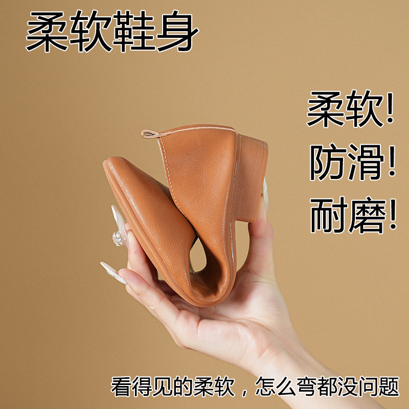 春と秋のファッション新しいスクエアヘッドソフトレザーワークシ - Leather Work のレビューと価格